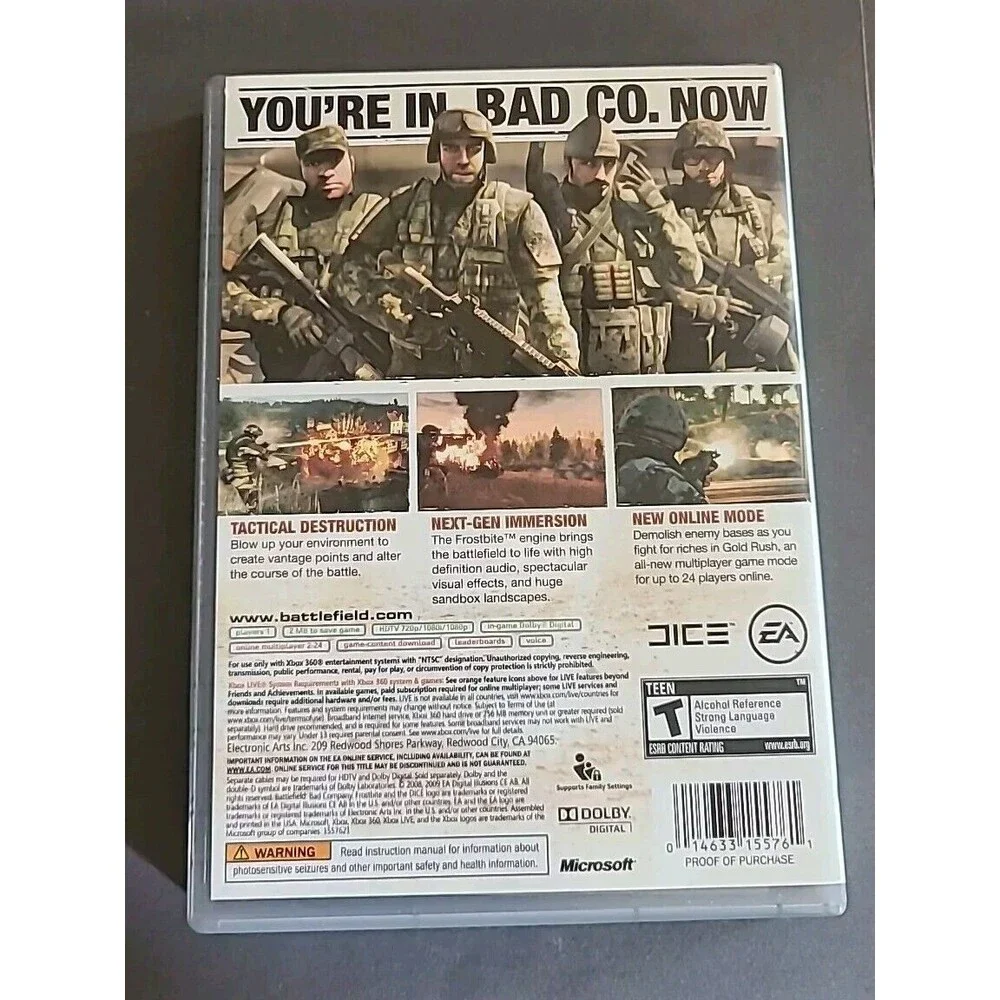 Xbox 360 Battlefield: Bad Company (Microsoft 2008) COMPLETE CIB Tested